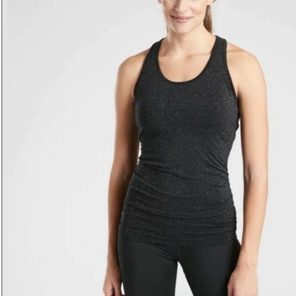 Athleta XS Seamless Stretch Tank Top‎ Black Sparkle Racerback - Picture 10 of 11